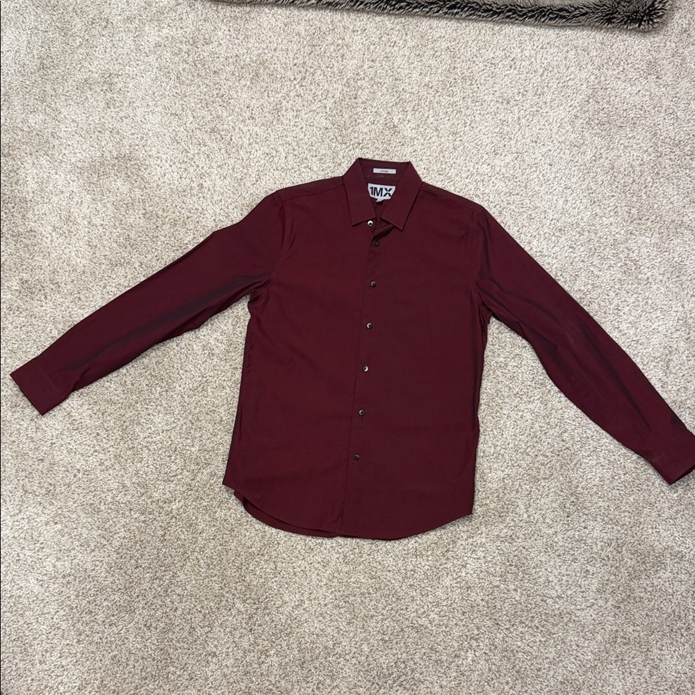 Express Men's Burgundy Casual Button Down Shirt
